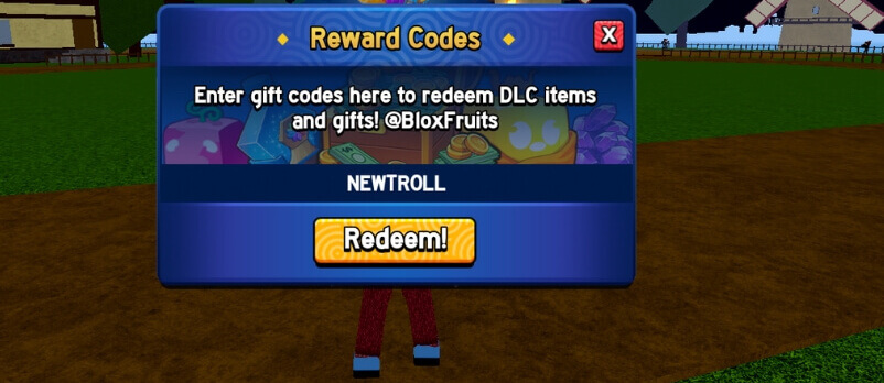 Valider ajout code cadeau Blox fruit