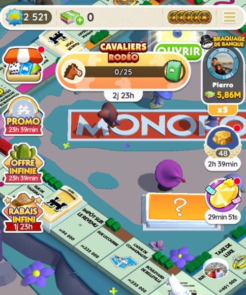 Compte vide faillite Monopoly Go