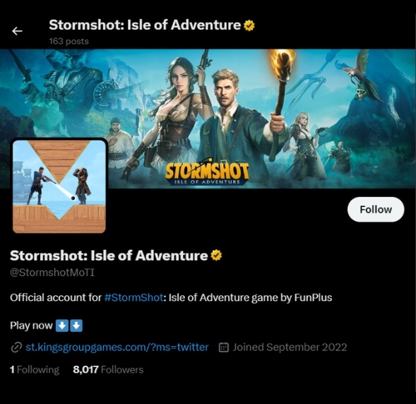 Stormshot codes Twitter account