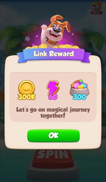 Reward received from the link-Spin a Spell free spins
