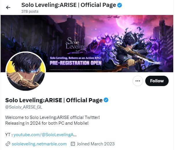 Codes Solo Leveling:ARISE - Twitter (EN)