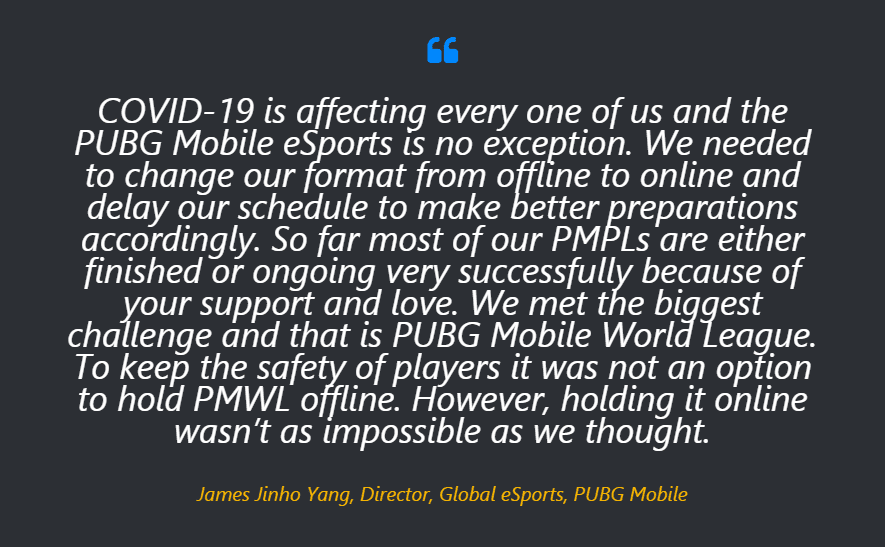 PUBG Mobile World League 2020 Season Zero message du directeur