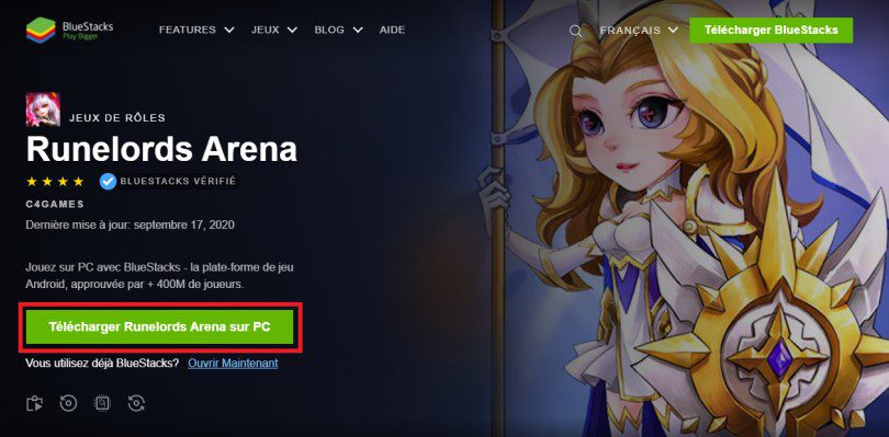 Télécharger un émulateur Android pour Runelords Arena
