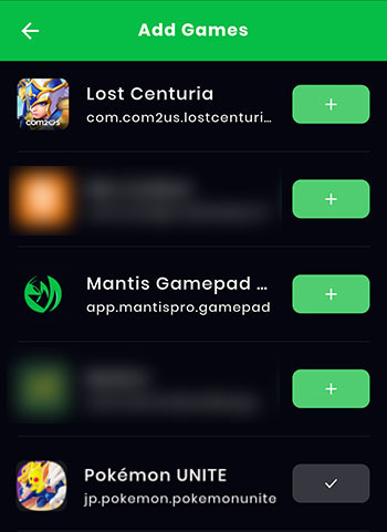 ajouter un jeu Mantis Gamepad