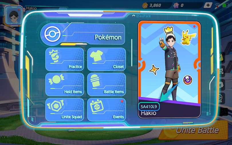 Trainer ID sur Pokémon Unite