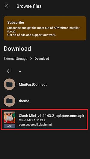 Trouver le fichier APK Clash Mini