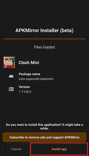 Installer l'application Clash Mini