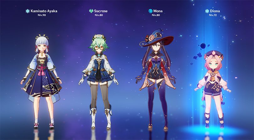 Team perma gel : Ayaka / Sucrose / Mona / Diona