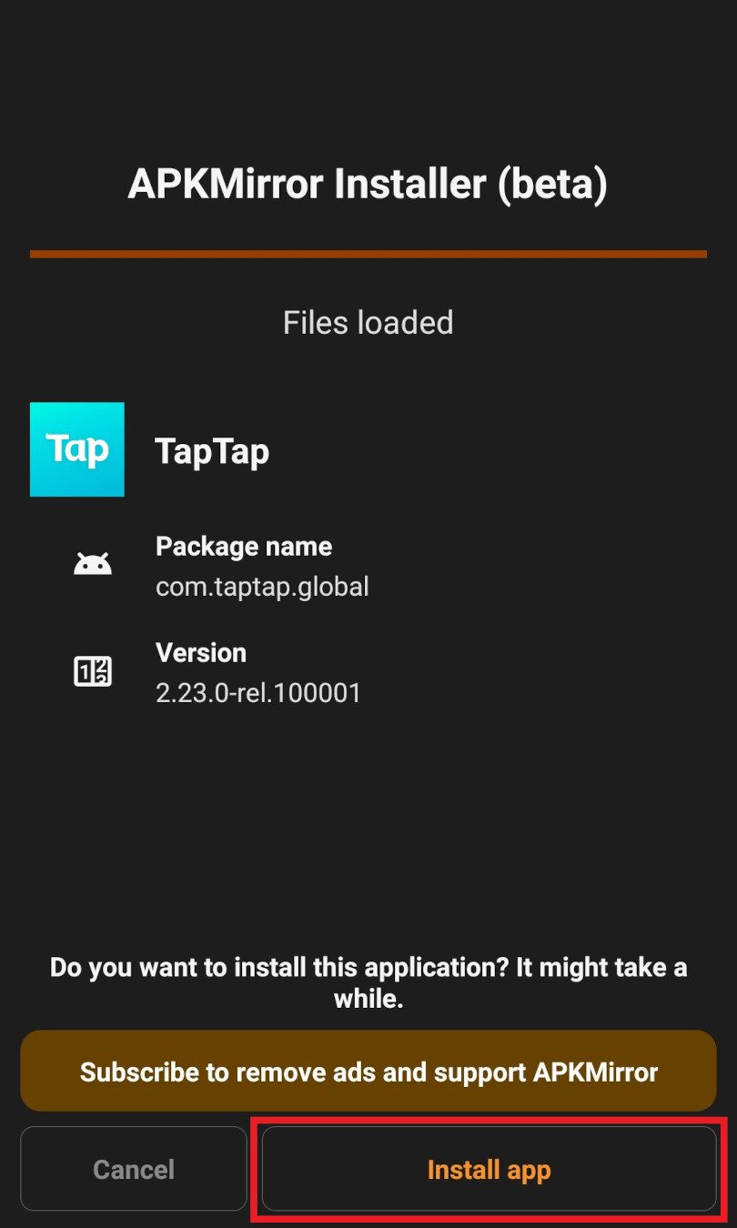 Installer l'application TapTap