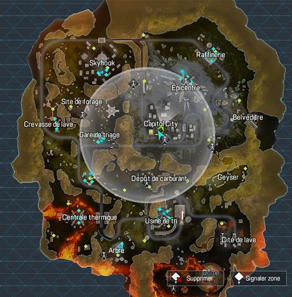 La carte des points d'atterrissage dans Apex Legends Mobile