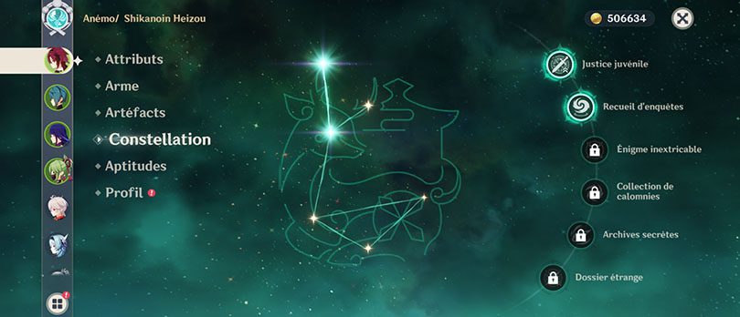 Constellations de Heizou dans Genshin Impact