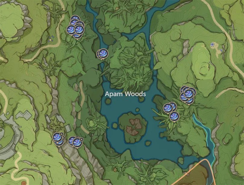 Map of Apam Woods