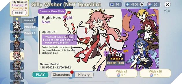 Silly Wisher, the Genshin parody game