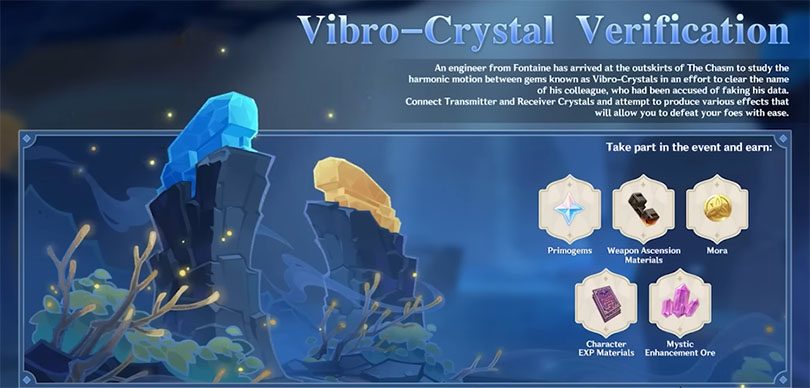 Event Vibro-Crystal Verification dans la mise à jour  3.5 de Genshin Impact