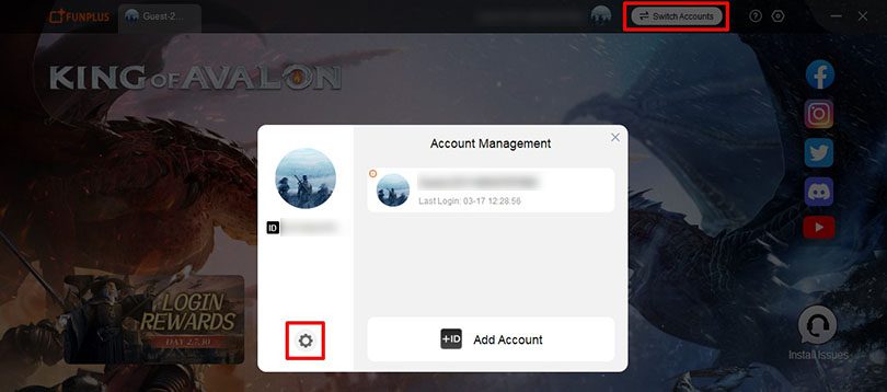 link FunPlus account for King of Avalon